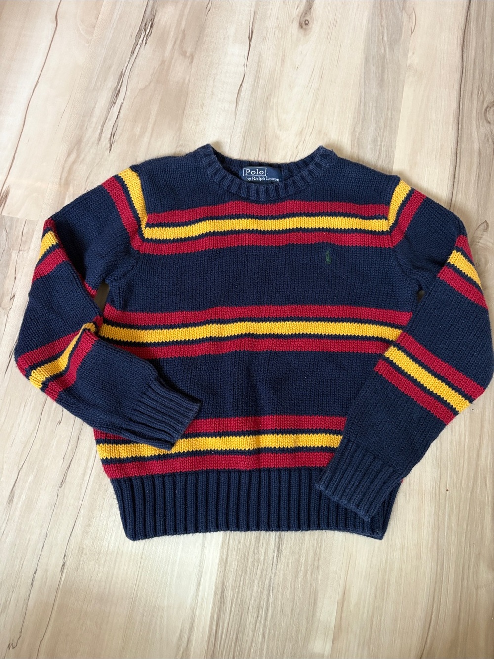 Vintage Polo by Ralph Lauren Multicolor Striped Knit Cotton Crewneck Sweater